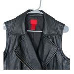 Christina Black Sleeveless Leather Vest with Wide Collar and Asymmetrical Zipper Size M Photo 4