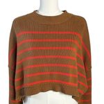 Free People  Easy Street Stripe Crop Pullover Sweater Brown Orange Large Photo 12