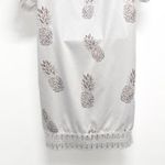 Anthropologie Pineapple Print Crochet Lace Beachy Boho Chic Tunic T-Shirt Dress White Photo 6