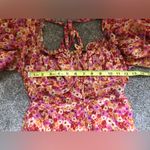 For Love & Lemons  FL&L Felicia Chiffon Midi Dress in Red Floral Size Medium Photo 12