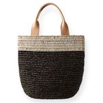 COCOBELLE BUZIO COWRIE & RAFFIA X LARGE TOTE BAG Black Photo 14