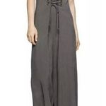 BCBGeneration Women’s Green Gray Lace Up Front Wide Leg Jumpsuit Size L Photo 0