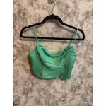 ZARA Mint Green Satin Cowl Neck Corset Crop Top Photo 2