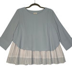 Atelier‎ Evene Paris Elegant Blue and White Women's pleated blouse sz small Photo 0