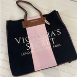 Victoria's Secret NWT  Weekender Tote Bag Purse London New York Paris Black Pink Photo 0
