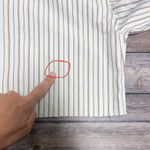 ZARA White Taupe Stripe Button Up Distressed Raw Hem Collar Crop Top New Large Photo 13