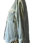 ZARA  Womens Blue shacket shirt jacket Light blue corduroy raw hem Size 11/12 Photo 4