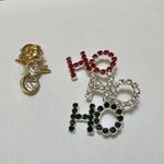 Lot Of 2 Brooch Pins Christmas Holiday Rhinestone Ho Ho Ho / Snowman Photo 1