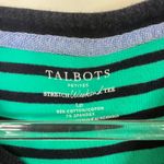 Talbots | 3/4 Sleeve Green Navy Stripe Stretch Weekend Tee Shirt Womens LP Photo 2