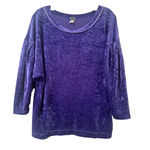Free People We The Shirt Womens M Crushed Velvet Velour Long Sleeve Purple Top Photo 0