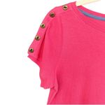 Ralph Lauren A3‎ Lauren  Pink Knit Top Bronze Button Detail - Size M Photo 3