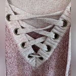 Soho Apparel Lace Up Front Pink Colors Sweater Long Sleeve Sz M Photo 5