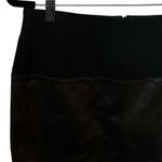 Ann Taylor  Black Leather With Stretch Top Panel Size 8 Mini Skirt. Photo 2
