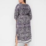 Lane Bryant New Purple Paisley 3/4 Sleeve Belted Satin Maxi Dress Size 14 Photo 8