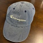 Champion Embroidered Striped Women's Baseball Hat Cap Blue White OS Photo 0