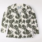 Magnolia Grace Green Floral Print Open Front Cardigan Size S Business Casual White Photo 0