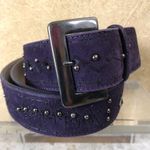 Donald Pliner Belt Dark Purple Suede Embellished Silver Metal Studs New NWT $225 Photo 1