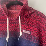 Vineyard Vines Turtleneck Red & Navy Patterned Fleece Sweater Photo 3