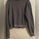 Nicole Miller black/white striped cardigan with pearl buttons, black bows;size L Size L Photo 4