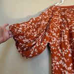 Free People  Dessa Rust Red Combo Floral Short Sleeve Bodysuit Photo 3