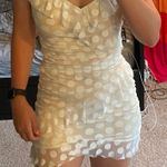 Revolve Leche White Polka Dot Ruffle Mini Dress Photo 0