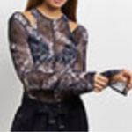 River Island  mesh graphic text shoulder cut out bodysuit Photo 1