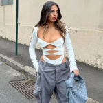 House Of CB  'Danica' White‎ Cutout Bodysuit NWOT size S Photo 2