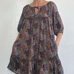 Vintage Toast Suzi Kondi Paisley Mini Dress Tiered Ruffle Multicolor 100% Cotton Blue Size M Photo 0