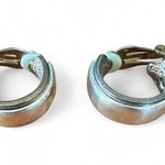 Vintage Silver Gold Clip On Chunky Hoop Earrings Photo 4