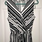 Ny Collection Jumpsuit Size Small Black White Stripes Wide Leg Cropped Photo 2
