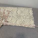 Dress the Population  Ivory Sheer Crochet Lace Marion Crop Pant Jumpsuit M Photo 13