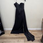 NWT Miss Circle BLACK CRYSTALLIZED CORSET HIGH SLIT SATIN GOWN size large Photo 8