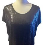 Michael Kors Michael  Black Sequin Shirt Sz L Photo 2