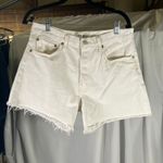 AGOLDE  Parker‎ Long White Denim Shorts Size 28 Raw Hem Casual Photo 13