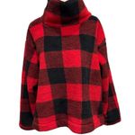 Loft Red and Black Checkered Turtleneck Sweater Photo 0