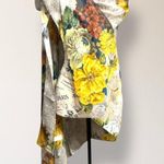 Kollie More Floral Print Long Scarf Wrap Shawl Tan Yellow Green Boho Art to Wear Brown Photo 0