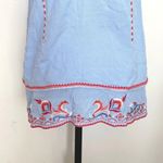 Parker  Womens Blouse Tank Top  Embroidered Floral Blue Sleeveless Boho Sz Large Photo 3