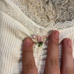 Urban Outfitters Ourfitters Out From Under Ribbed Rosette Lacy White Cropped Scoop Neck Photo 2