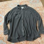 Aerie  lumberjane waffle knit oversized button up shirt grey size small Photo 1