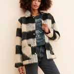 BLANK NYC Out Of Line Black and Beige Plaid Oversized wool-blend Shacket Womens M Photo 0