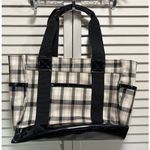 Koko Plaid Insulated Lunch Tote Bag Tan/Blk Pockets Cinch Close Extension Tan Photo 4