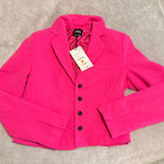 ZARA Vibrant Pink Blazer with Black Buttons Size Small NWT Photo 0