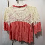 Umgee Coral and Cream Lace Blouse Photo 1