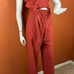 FKSP Rosé" Rust Wrap Linen Jumpsuit with side pockets Size Small. A18 Brown Photo 8