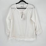 prAna NWT  Women's White Tacana Peasant Crochet Boho Blouse‎ Top Size Large Photo 2