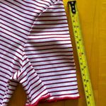 ZARA Ruffle Mock Neck, Striped, Crop Top, Cherry Red, White, Size S Photo 10