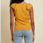 Nation Ltd  Aven Ruffle Flutter Sleeve Linen Top Bright Yellow Orange Size Medium Photo 1