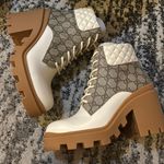 Gucci Women's GG Platform High Block Heel Ankle Boots Size 40 Photo 8