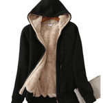 NWT Yeokou Black Sherpa Lined Full Zip Hoodie Jacket Cozy Winter Small Photo 0