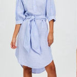 Ralph Lauren POLO Linen Shirt Dress Blue Striped Waist Tie 0 Casual Beachy Photo 0